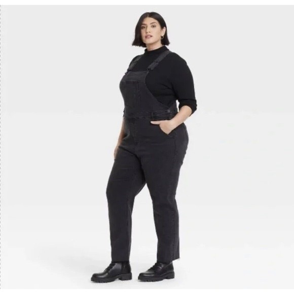 Ava & Viv Jeans Ava Viv Womens Highrise Denim Overalls Raw Hem